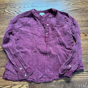 Wonderly Textured Gauze Long Sleeve Blouse Burgundy Size Small